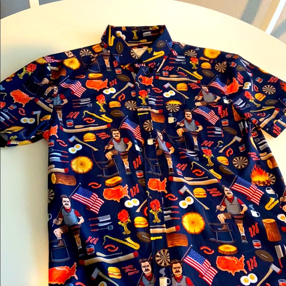 RSVLTS Ron Swanson Button Up America Shirt